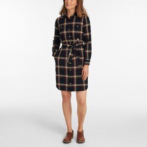 LL BEAN Signature Camp Flannel Shirt Dress, button front, plaid, sz L